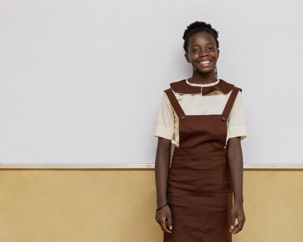 smiley african girl standing class